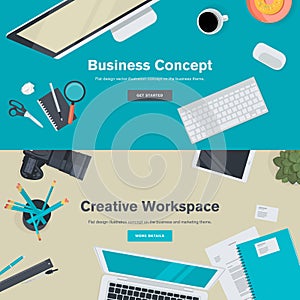 Flat design illustration concepts for business and creative workspace