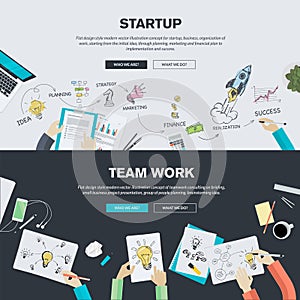 Flat design illustration concepts for business startup and team work