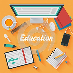 Flat Design Illustration: Education workplace