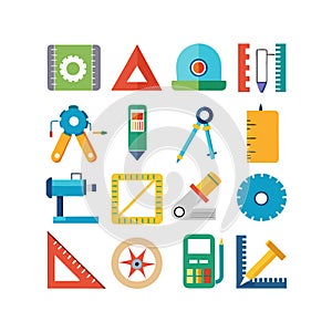 Assorted Architect and Construction Tools in Flat Design Style