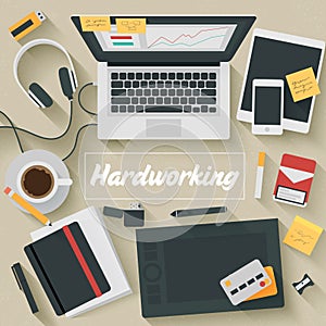 Flat Design Illustration: Hardworking