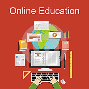 Flat design illustration of online education