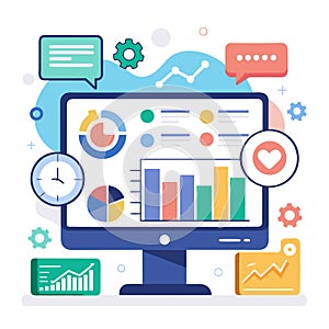 Computer screen displaying analytics charts and graphs 1