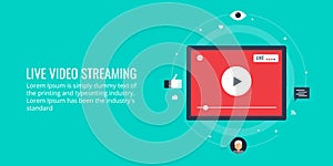 Flat design illustration of video streaming.
