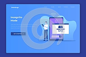 Flat design of incognito browsing concept