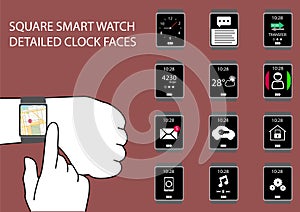 Flat design infographic with smart watch icons.