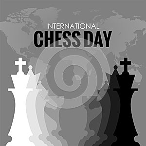 flat design international chess day poster template