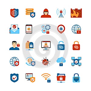 Flat Design Internet Security Icons