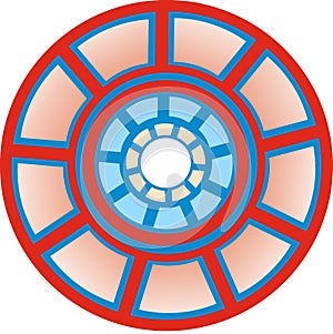 ironman reactor logo, shining light.  on white background. Vector illustration