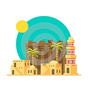 Flat design of Karnak ruins in Egypt