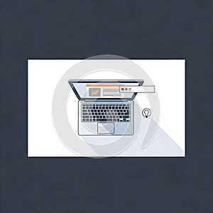 Flat Design Laptop with Idea Lightbulb and Data Analytics
