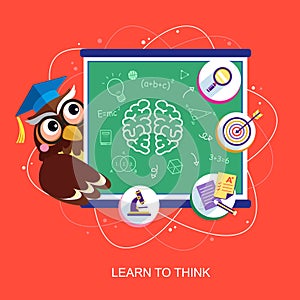 Flat design for learn to think concept