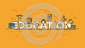 Flat design line concept -Education