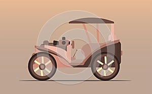 Flat design loco with brown classic car