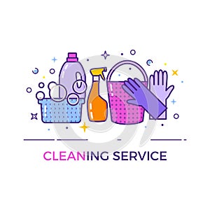 Flat design logo for cleaning service isolated on white.