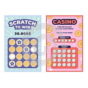 Flat design lottery ticket Vector illustration