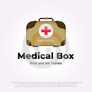 flat design medical box for first aid box logo icon template vector. medical bag illustration design