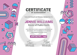 Flat design modern academic certificate template