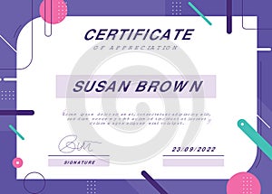 Flat design modern certificate template