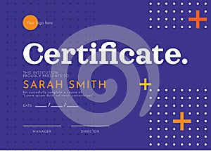 Flat design modern certificate template