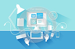 Flat design of modern devices. vector illustration