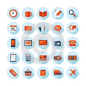 Flat design modern icons set on business and finan