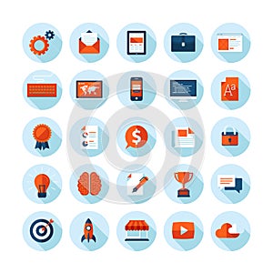 Flat design modern icons set of web design items