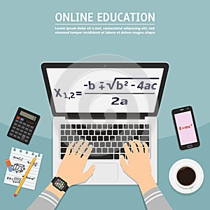 Flat design modern vector illustration concept of online education