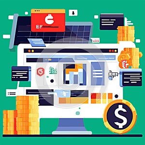 Flat design modern vector illustration concept of online shopping, e-commerce, e-business, business. AI generated
