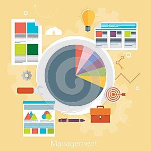Flat design modern vector illustration concept of poster on business management or finance workflow theme. Isolated on stylish co