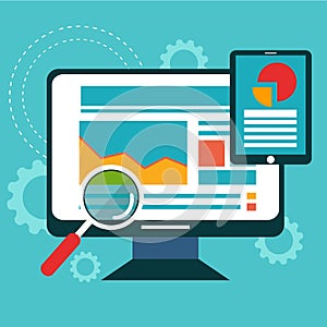 Flat design modern vector illustration icons set of website SEO optimization, programming process and web analytics elements.