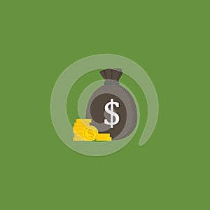 Flat Design of Moneybag With US Dollar Sign