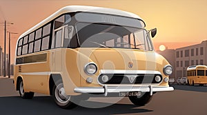 flat design of one retro vintage bus, onÃÂ§a pintada colorful shades, AI Generative photo