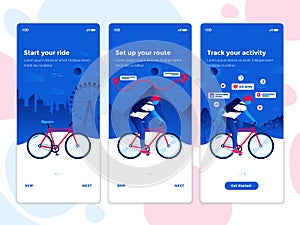 Flat Design Oneboarding Concepts - Cycling app