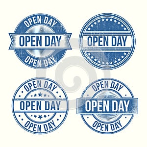 Flat design open day badges Vector illustration