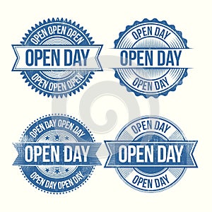 Flat design open day badges Vector illustration