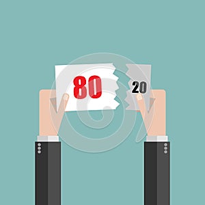 Flat design Pareto principle 80/20 rule, law of the vital few or principle of factor sparsity concept