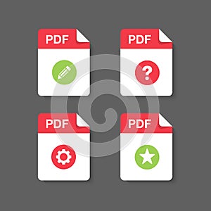 Flat design with PDF files download document,icon,symbol set, vector design element illustration