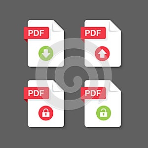 Flat design with PDF files download document,icon,symbol set, vector design element illustration