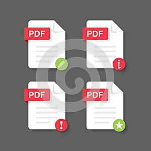 Flat design with PDF files download document,icon,symbol set, vector design element illustration