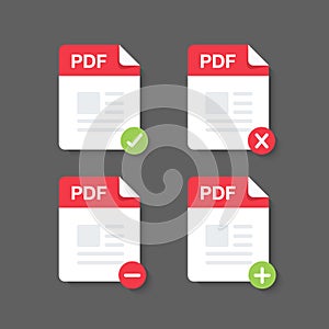 Flat design with PDF files download document,icon,symbol set, vector design element illustration