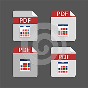 Flat design with PDF files download document,icon,symbol set, vector design element illustration