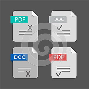 Flat design with PDF files download document,icon,symbol set, vector design element illustration