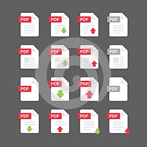 Flat design with PDF files download document,icon,symbol set, vector design element illustration