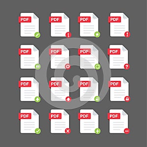 Flat design with PDF files download document,icon,symbol set, vector design element illustration