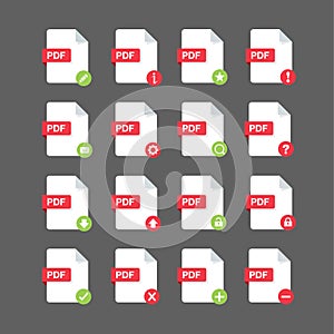 Flat design with PDF files download document,icon,symbol set, vector design element illustration