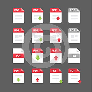 Flat design with PDF files icon set ,symbol set, vector design element illustration