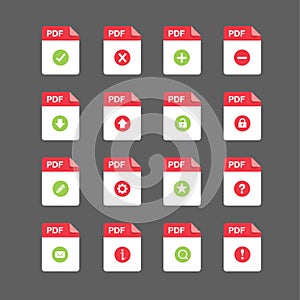 Flat design with PDF files icon set ,symbol set, vector design element illustration