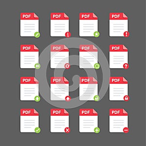 Flat design with PDF files icon set ,symbol set, vector design element illustration