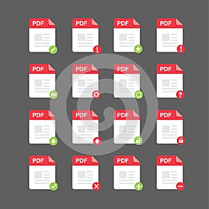 Flat design with PDF files icon set ,symbol set, vector design element illustration